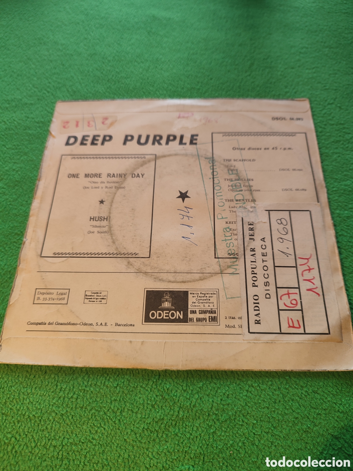 Discos de vinilo: Deep Purple - Hush / One more rainy day - Foto 2