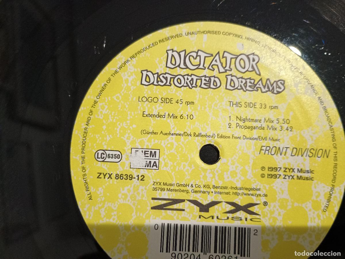 Discos de vinilo: Dictator Distorted Dreams, Germany 1997 Electronic Trance, Techno - Foto 4