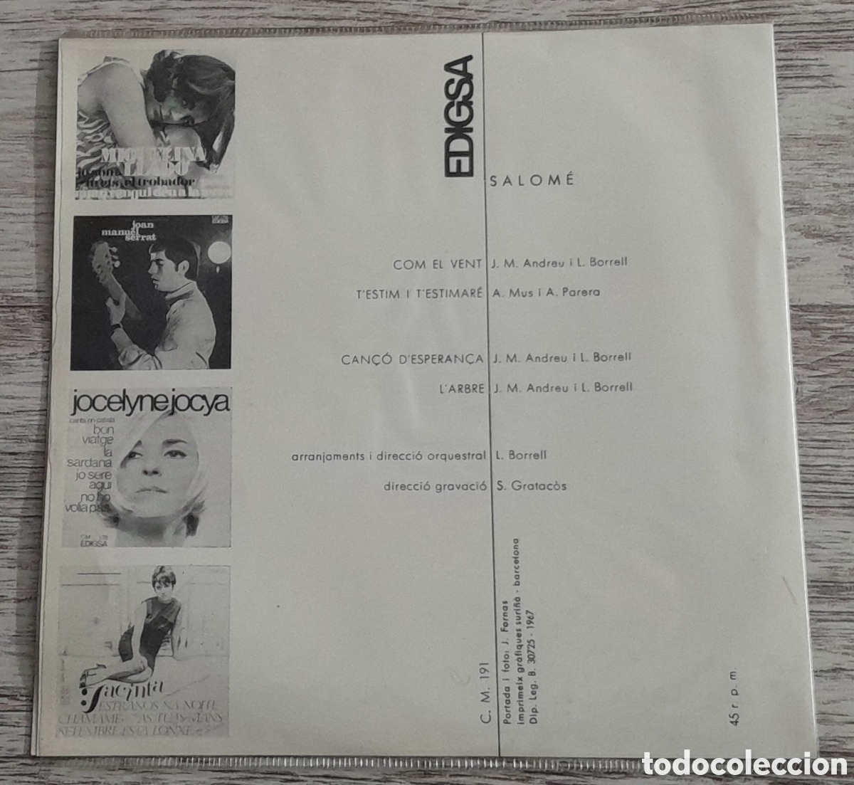 Discos de vinilo: SALOM&Eacute; - COM EL VENT + 3 - EDIGSA 1967 - Foto 2