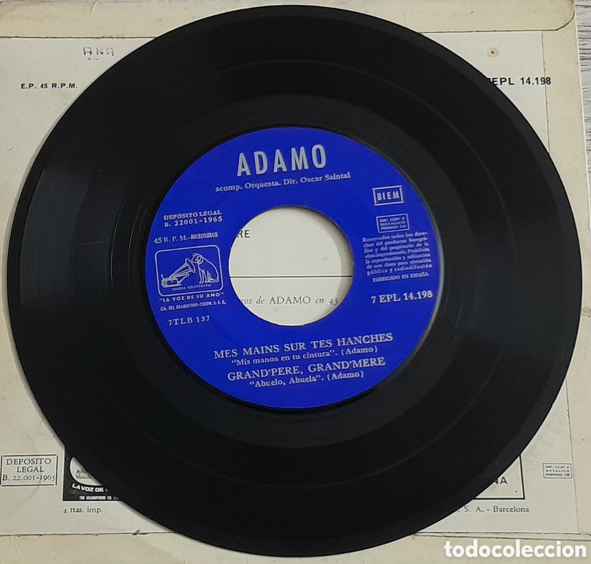 Discos de vinilo: ADAMO - MES MAINS SUR TES HANCHES + 3 - EMI 1965 - Foto 4