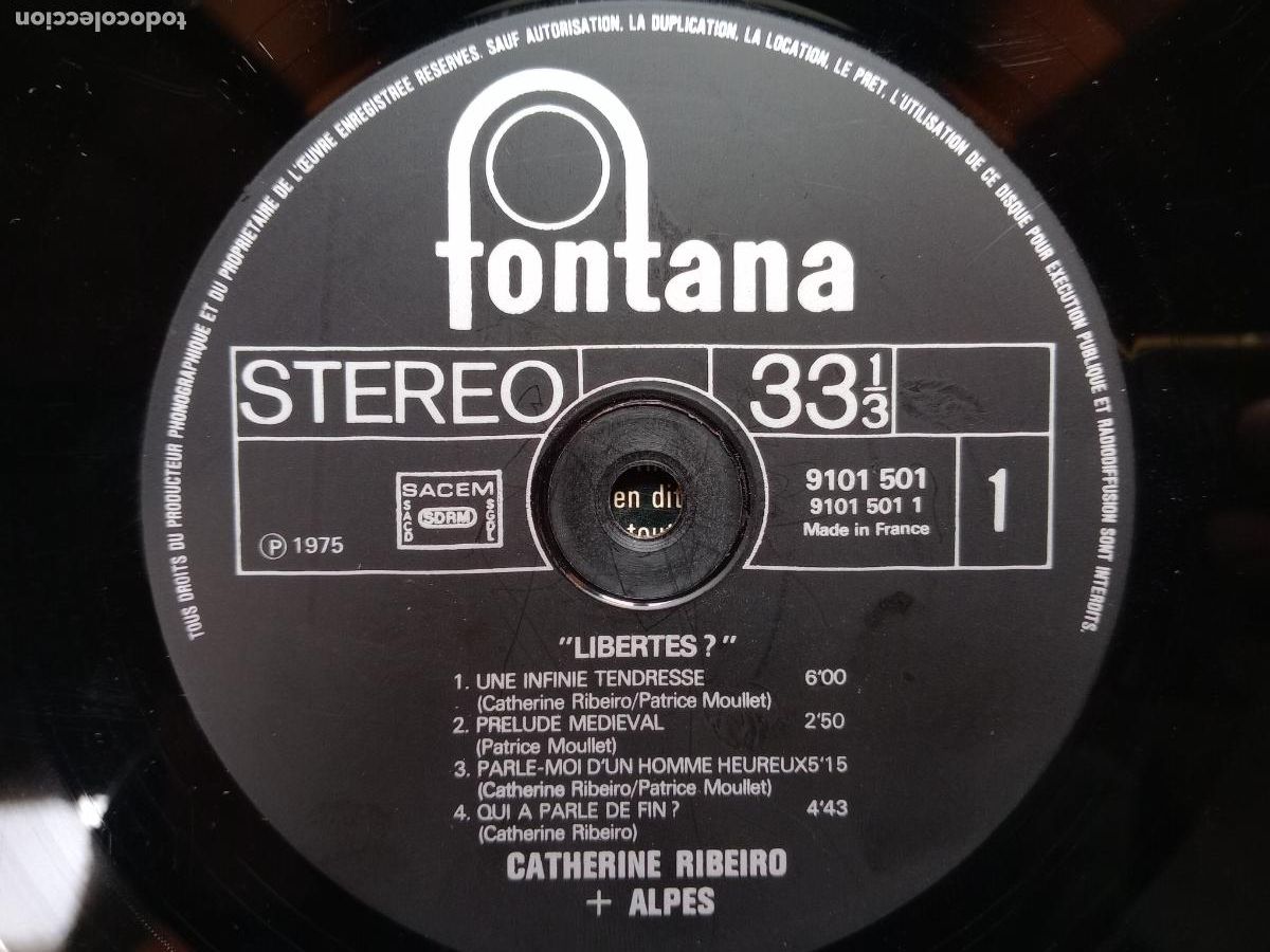 Discos de vinilo: Catherine Ribeiro + Alpes - (liberties?) - Foto 5