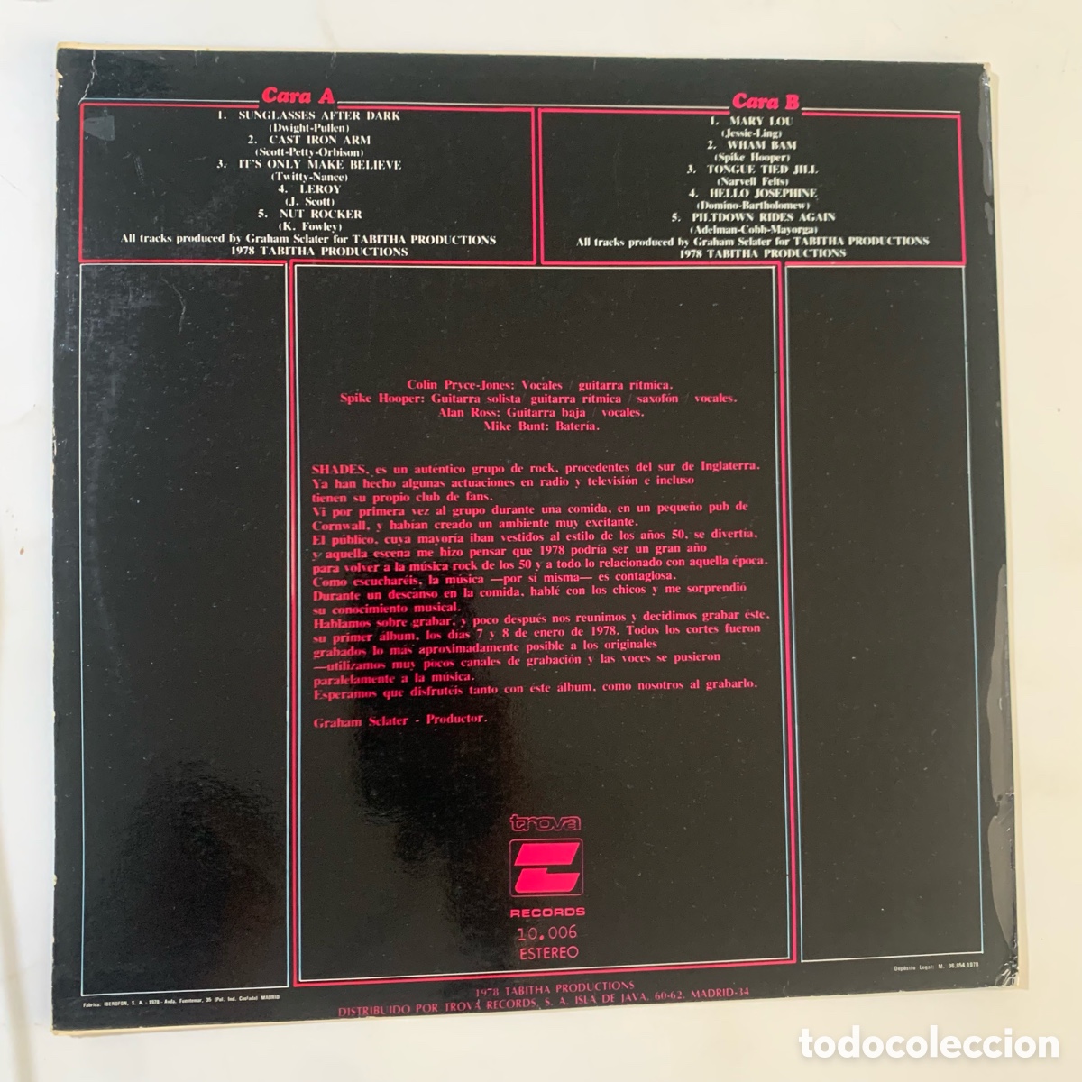 Discos de vinilo: LP SHADES EDICION ESPA&Ntilde;OLA DE 1978 - Foto 2