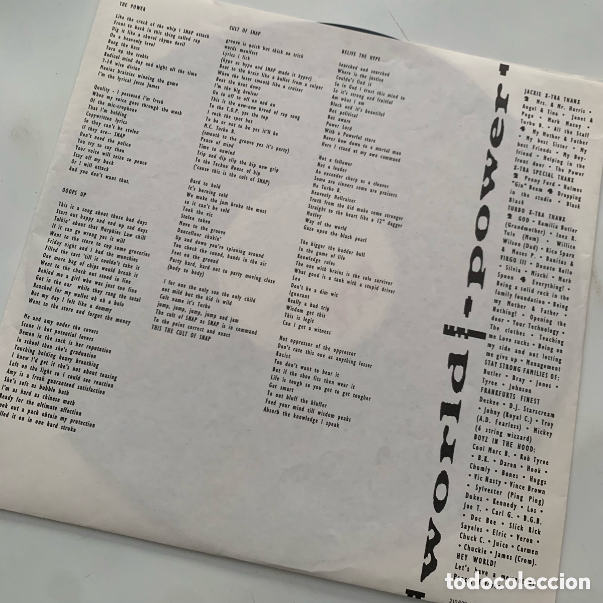 Discos de vinilo: Lp snap! World power edicion espa&ntilde;ola de 1987 - Foto 3