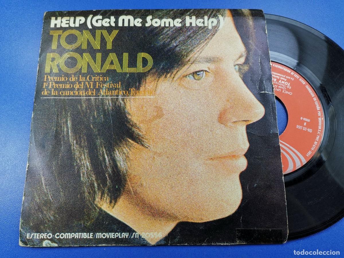 Discos de vinilo: Tony Ronald. Help/ Once Upon A Time. Single 7&rdquo;, a&ntilde;o 1971. - Foto 2