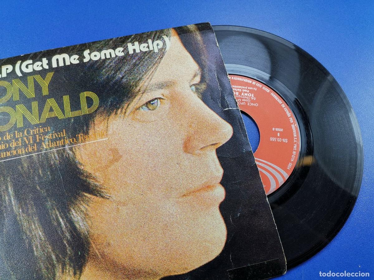 Discos de vinilo: Tony Ronald. Help/ Once Upon A Time. Single 7&rdquo;, a&ntilde;o 1971. - Foto 3
