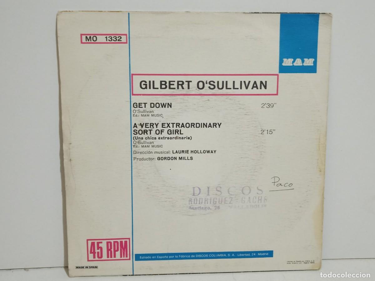 Discos de vinilo: Gilbert O&acute;Sullivan - Get Down - Single - 1973 - Foto 2