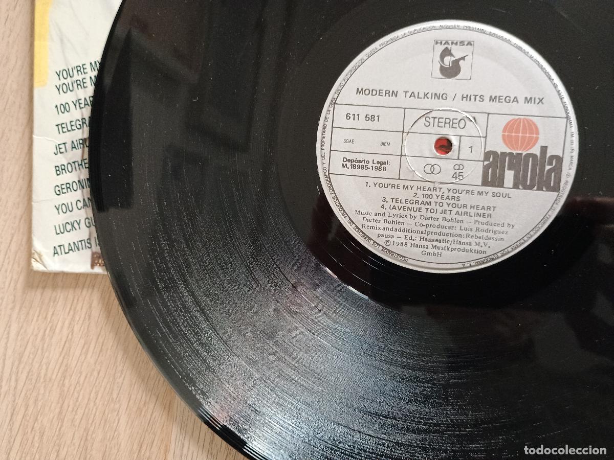 Discos de vinilo: Modern Talking &lrm; Hits Mega Mix, Spain 1988 Pop Synth-pop - Foto 5