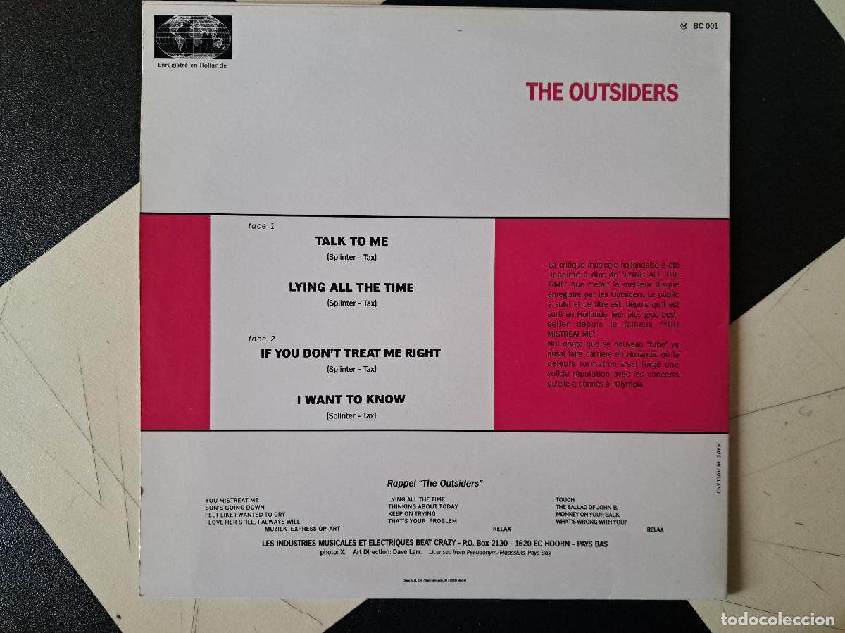 Discos de vinilo: LP THE OUTSIDERS HOLANDA Lying All The Time 45 - Foto 2