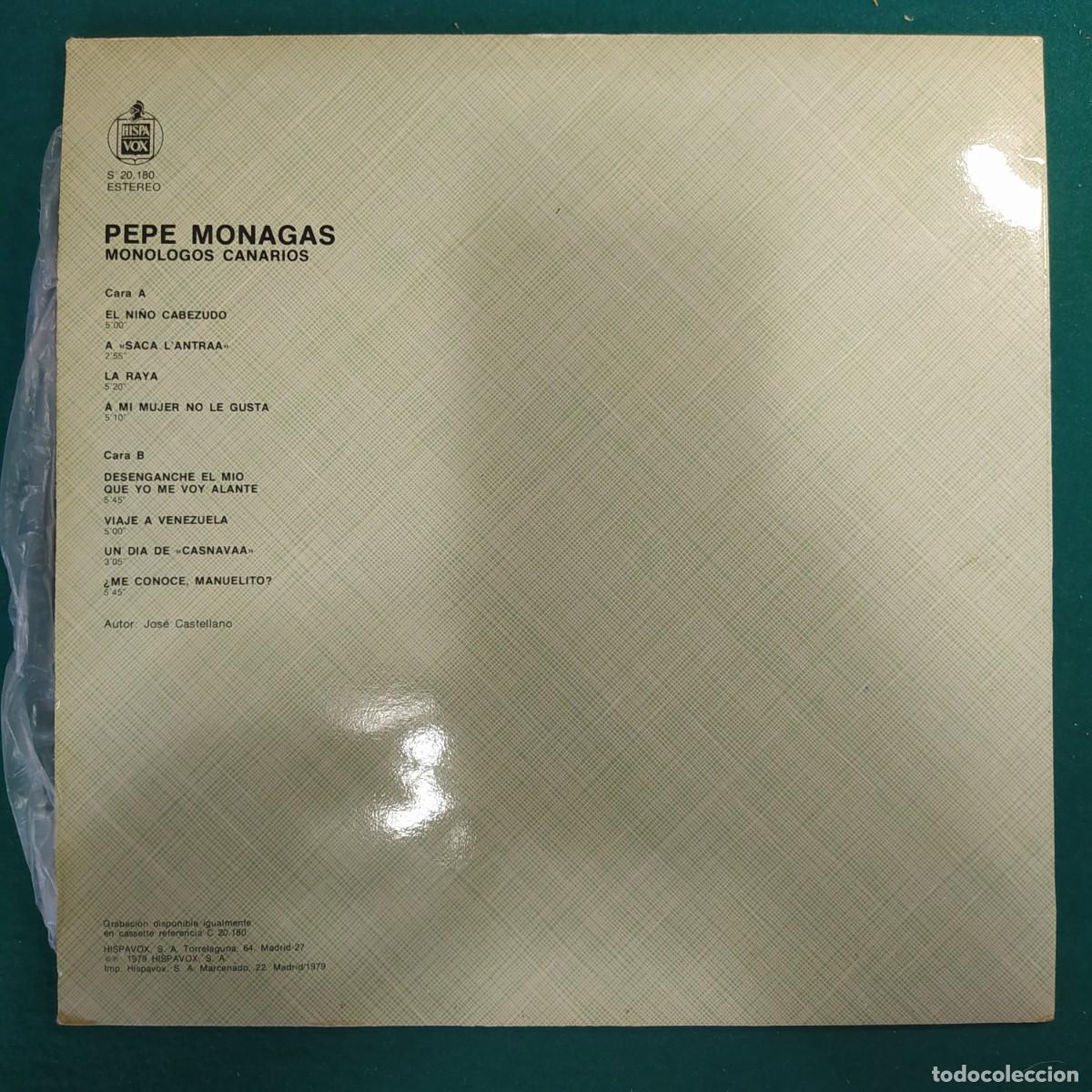 Discos de vinilo: Pepe Monagas &ndash; Mon&oacute;logos Canarios - Foto 2