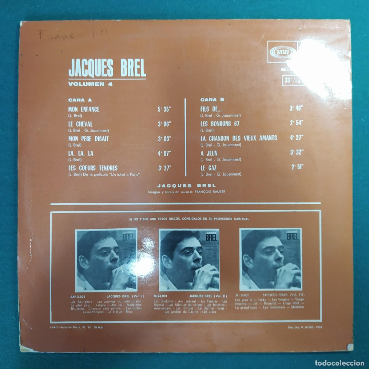 Discos de vinilo: Jacques Brel &ndash; Volumen 4 - Foto 2