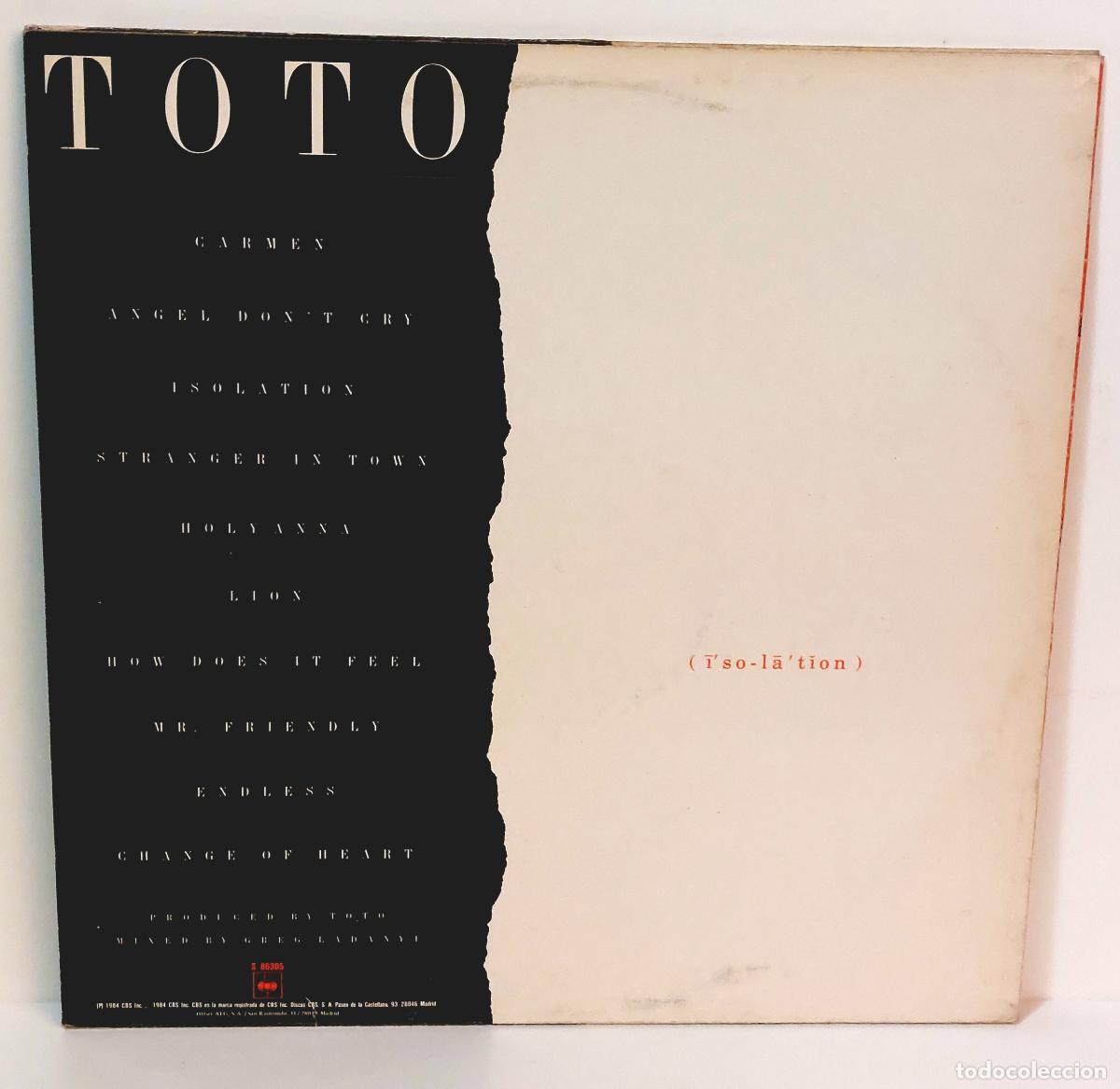 Discos de vinilo: TOTO - ISOLATION - 1984 - LP VINILO - Foto 2