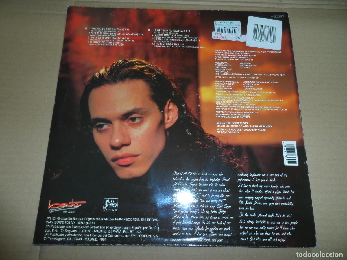 Discos de vinilo: Marc Anthony &ndash; Otra Nota (SPAIN 1993) - Foto 2