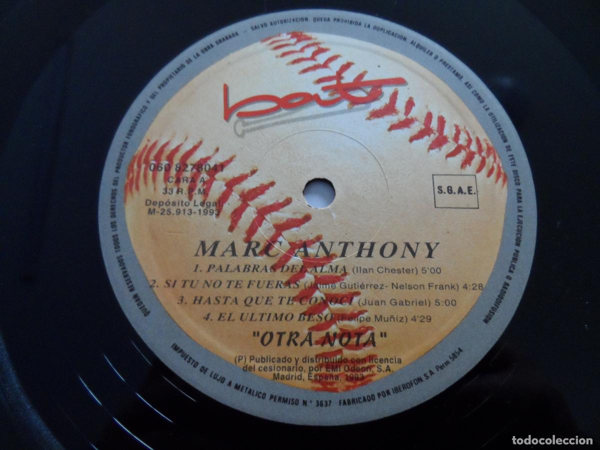 Discos de vinilo: Marc Anthony &ndash; Otra Nota (SPAIN 1993) - Foto 3