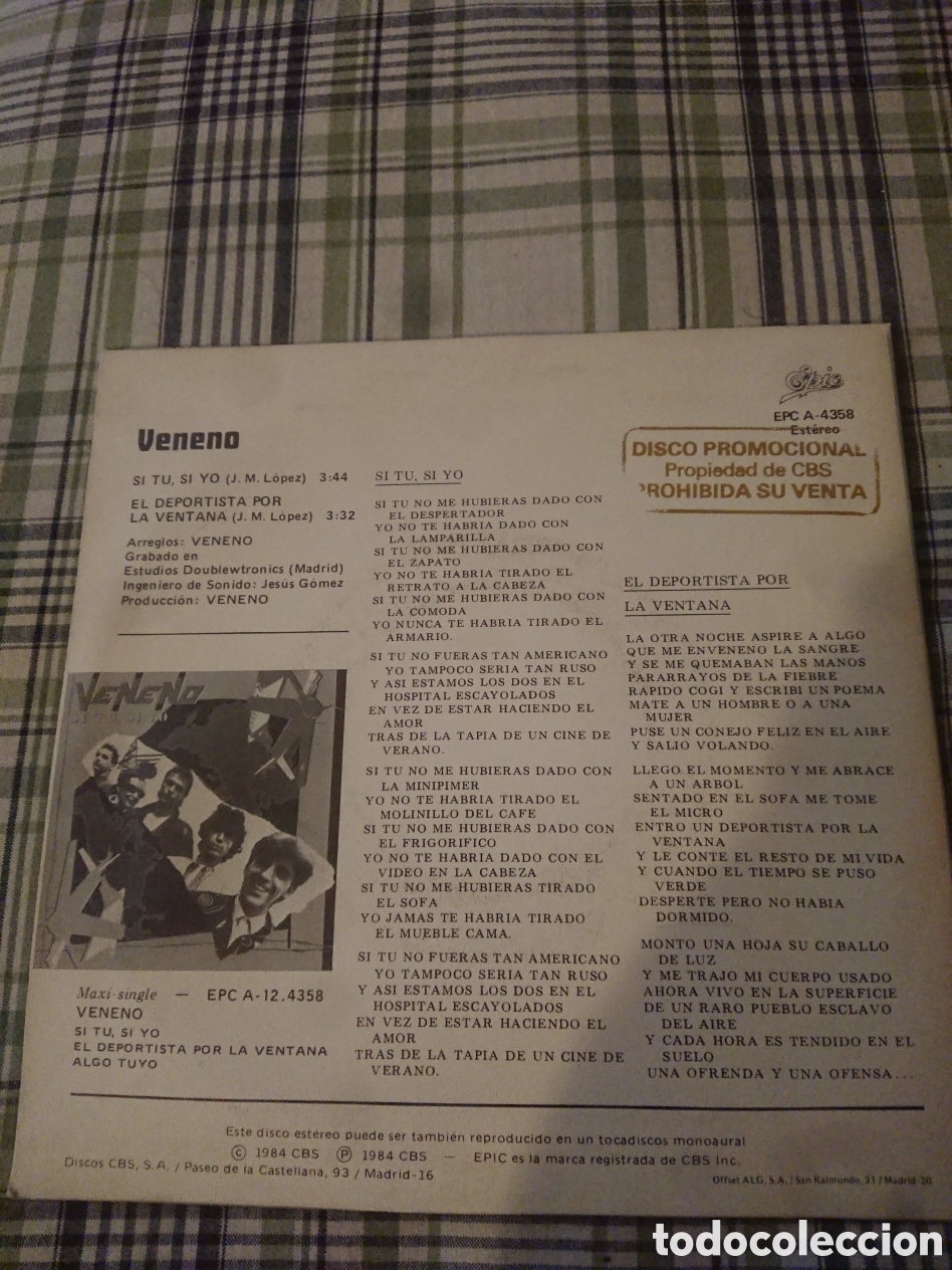 Discos de vinilo: Veneno - Si Tu, Si Yo - single promo - Foto 3