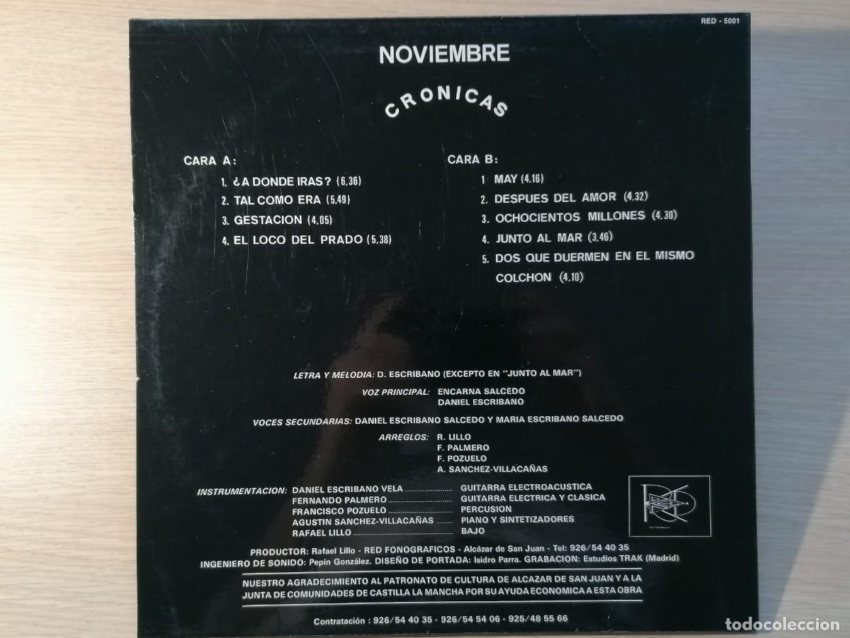 Discos de vinilo: LP NOVIEMBRE CR&Oacute;NICAS - Foto 2