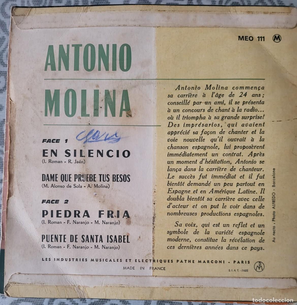 Discos de vinilo: Antonio Molina Ep sello Emi-Odeon editado en Francia... - Foto 2