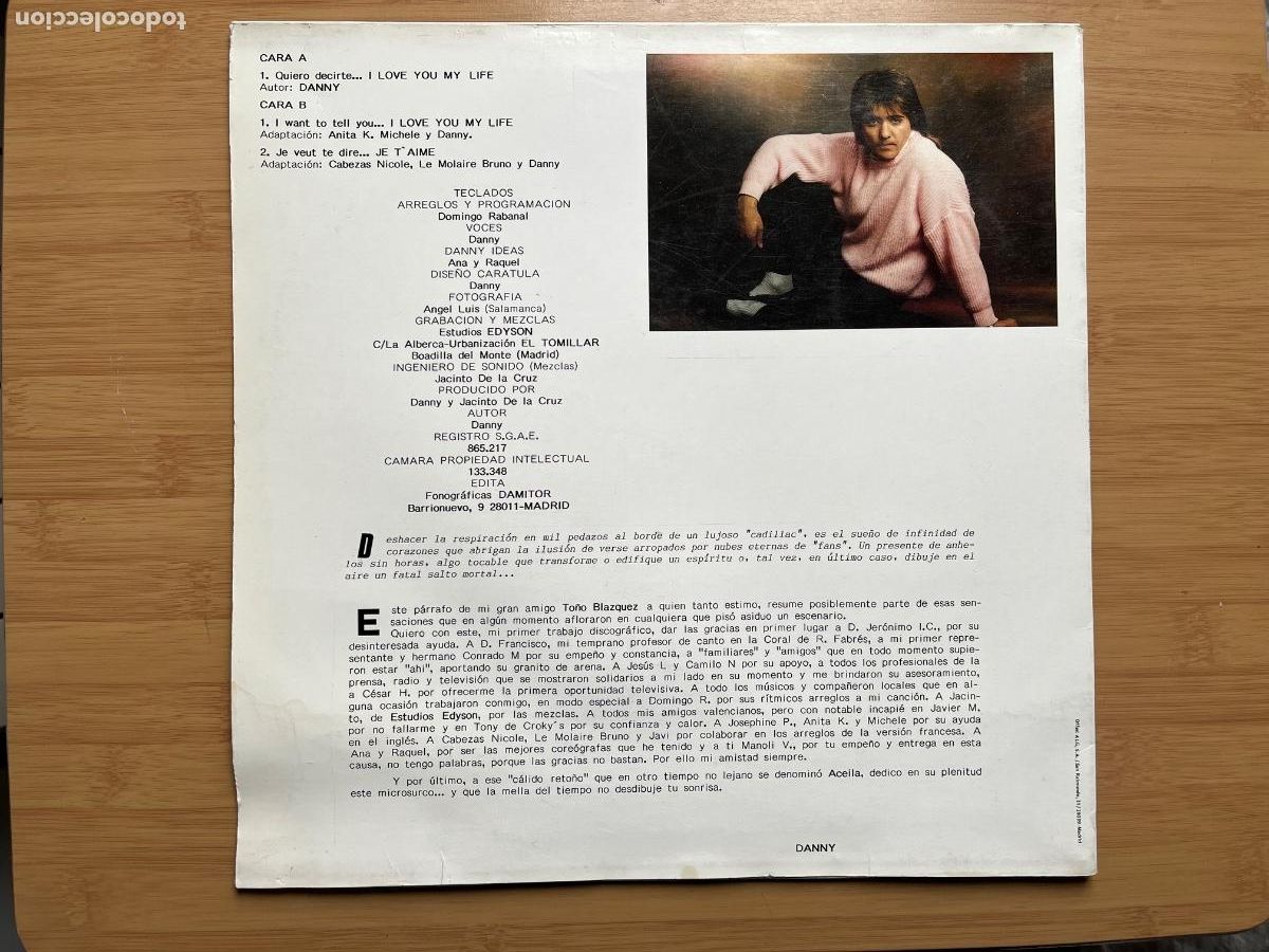 Discos de vinilo: DANNY. Quiero decirte.... (vinilo maxi-single 1989) - Foto 2
