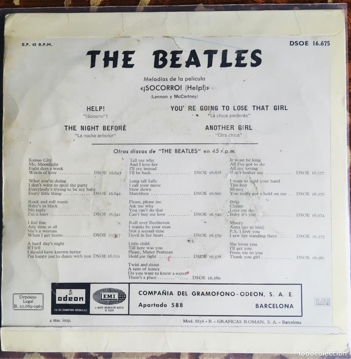 Discos de vinilo: THE BEATLES - HELP, EP edic Spain 1965 - Foto 2