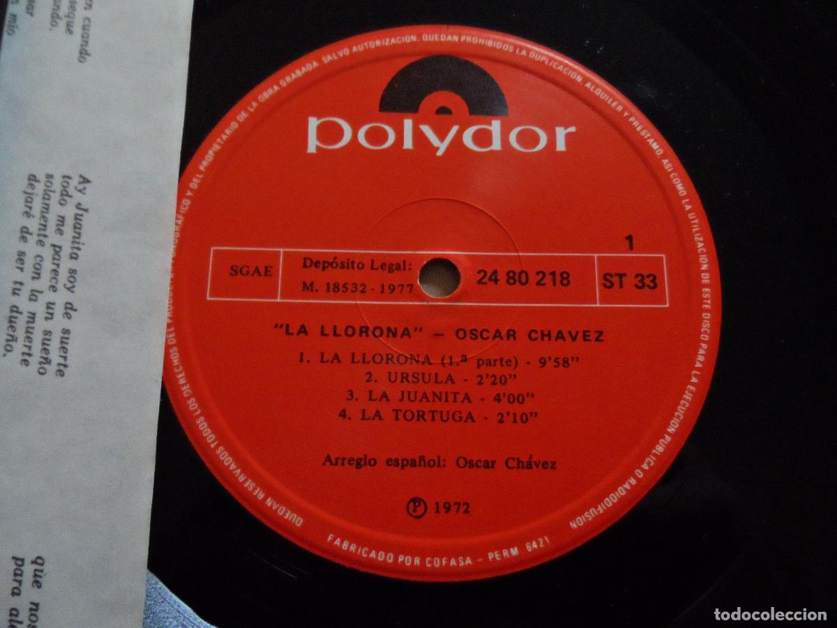 Discos de vinilo: &Oacute;SCAR CH&Aacute;VEZ - LA LLORONA (SPAIN 1977) - Foto 2