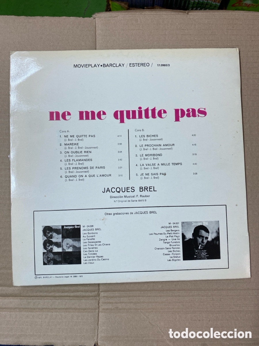 Discos de vinilo: LP JACQUES BREL. NE ME QUITTE PAS - Foto 2