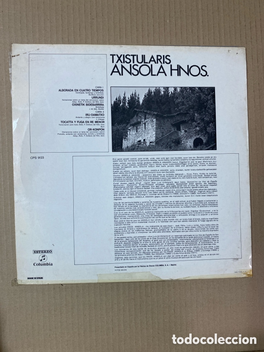 Discos de vinilo: LP TXISTULARES. ANSOLA HERMANOS. - Foto 2