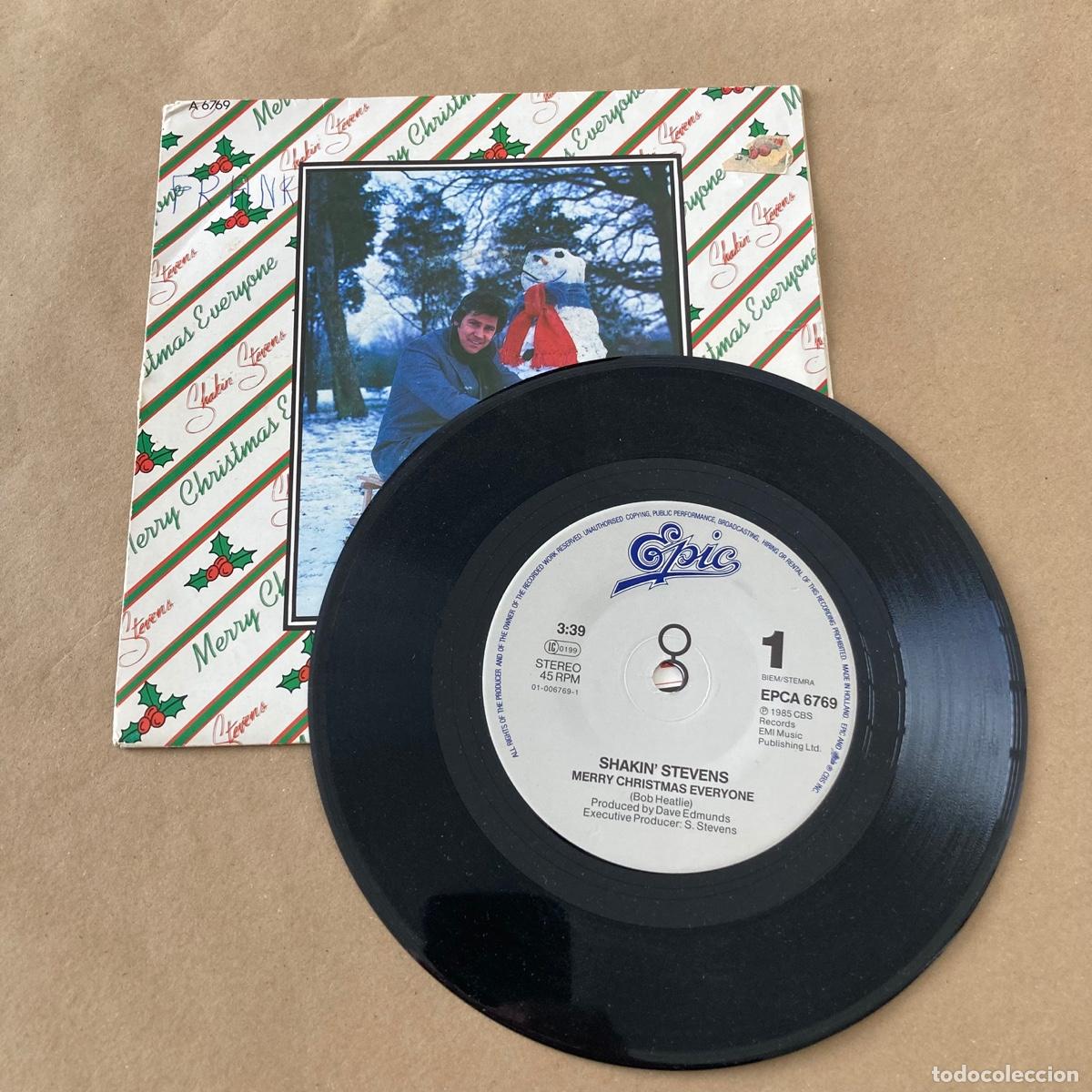 Discos de vinilo: DISCO VINILO SINGLE SHAKIN' STEVENS MERRY CHRISTAS EVERYONE EPCA 6769 EPIC 1985