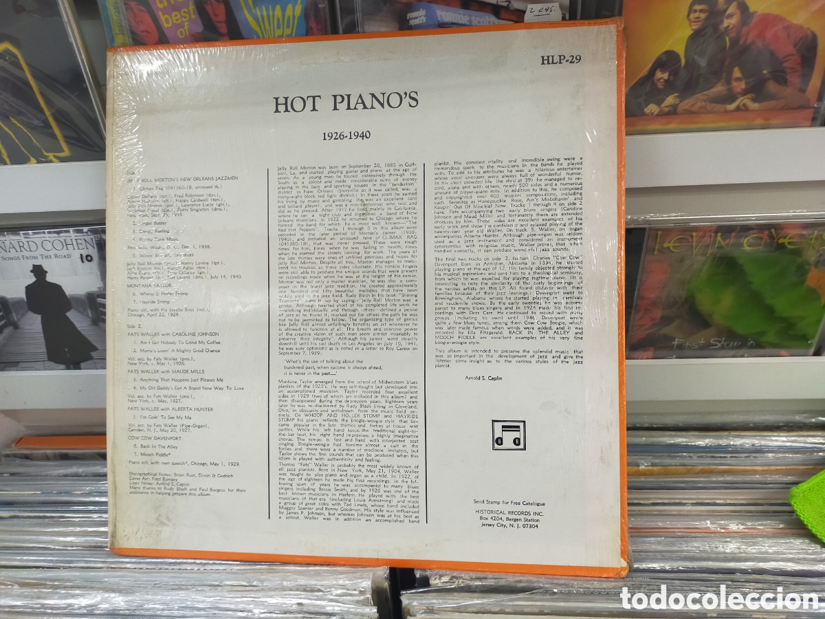 Discos de vinilo: Hot pianos lp 1926 - 1940 u.s.a. - Foto 2