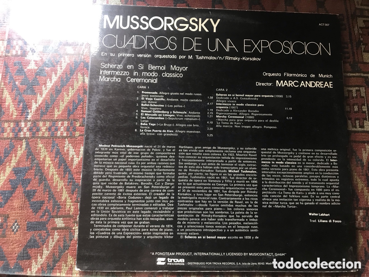 Discos de vinilo: Cuadros de una exposici&oacute;n. Mussorgsky. Acanta - Foto 2