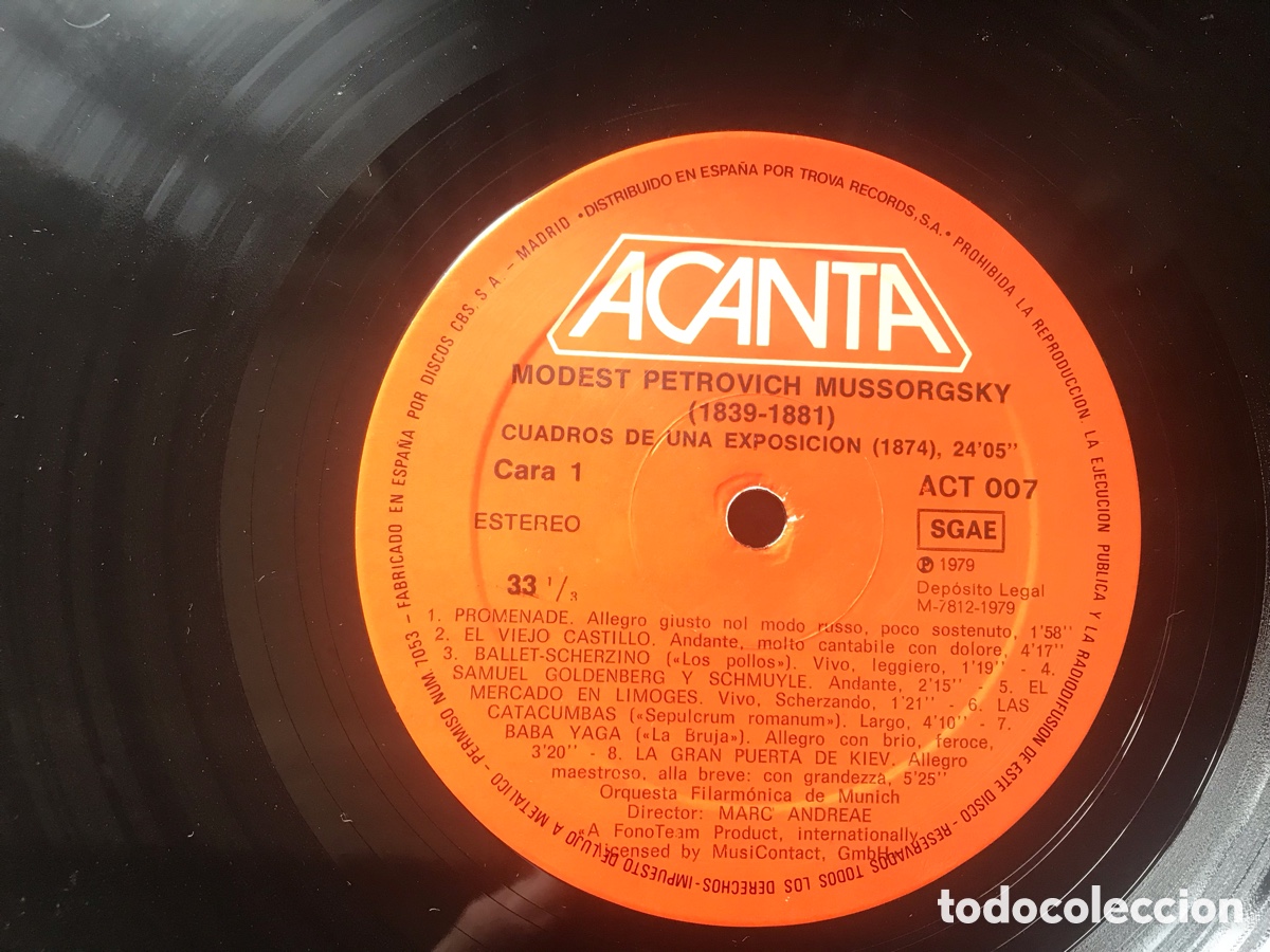 Discos de vinilo: Cuadros de una exposici&oacute;n. Mussorgsky. Acanta - Foto 3