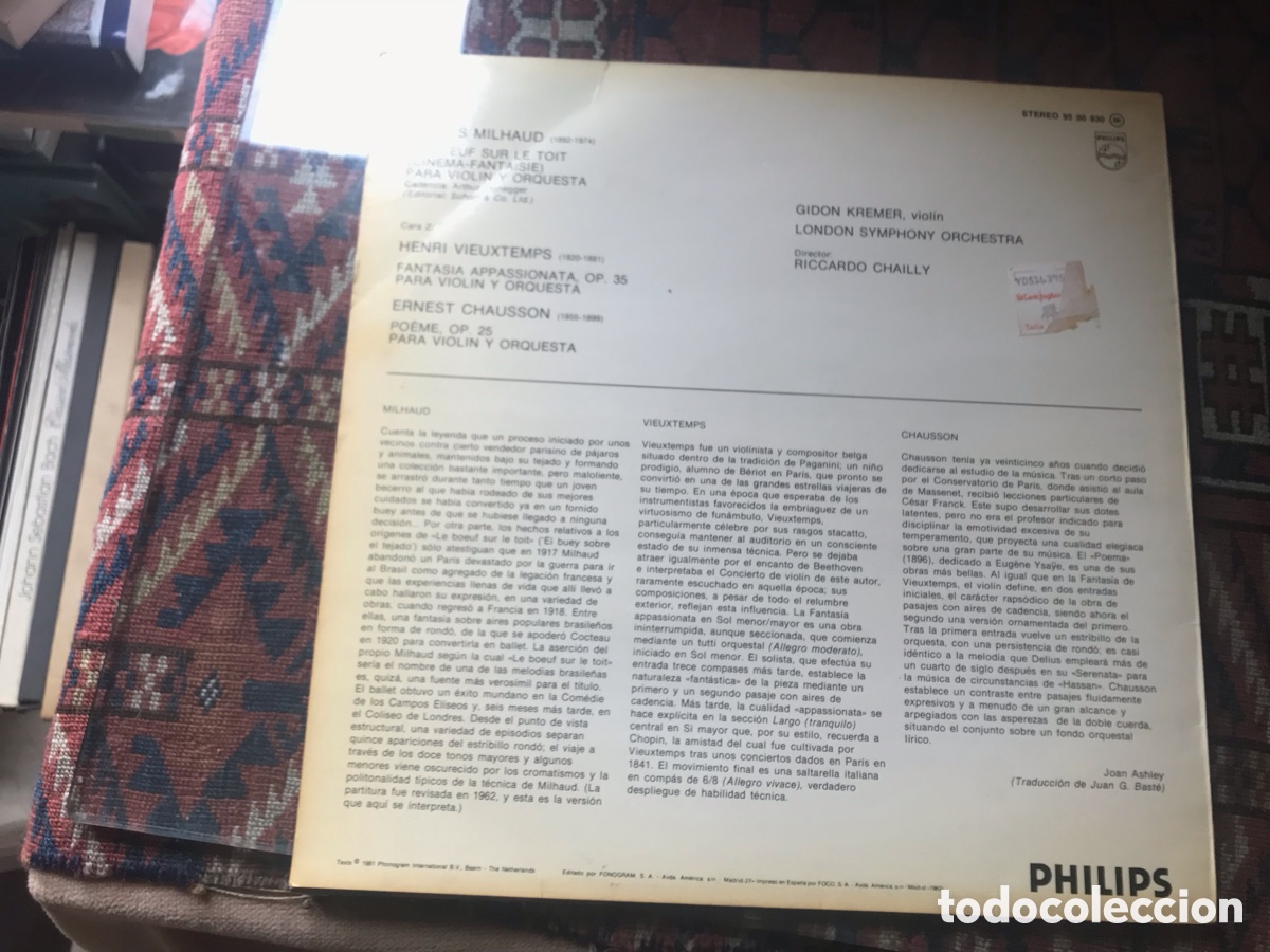 Discos de vinilo: Gidon Kreemer. Ricardo Chailly. Philips - Foto 2