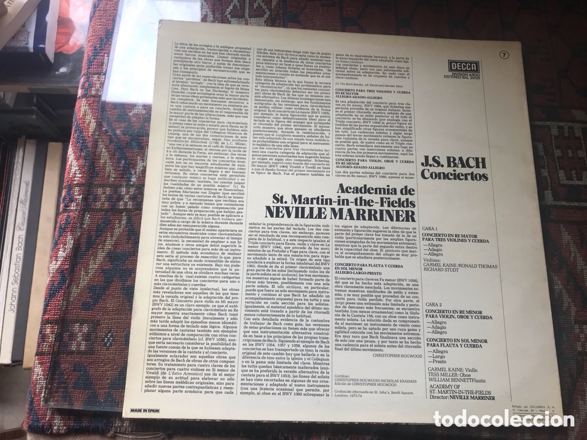 Discos de vinilo: Conciertos. J. S. Bach. Decca - Foto 2