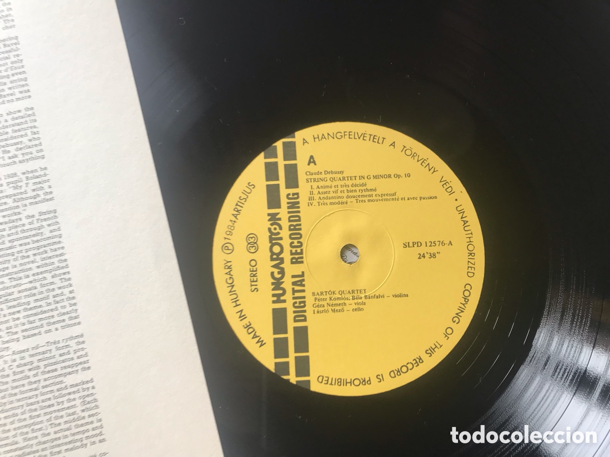 Discos de vinilo: Debussy Ravel. String Quartets. Bart&oacute;k Quartet. Hungaroton - Foto 3