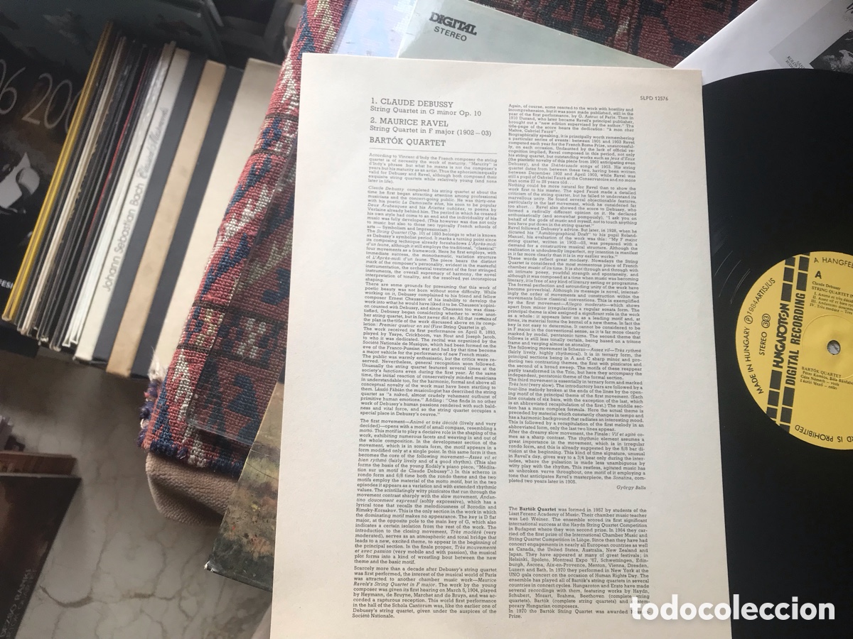 Discos de vinilo: Debussy Ravel. String Quartets. Bart&oacute;k Quartet. Hungaroton - Foto 4
