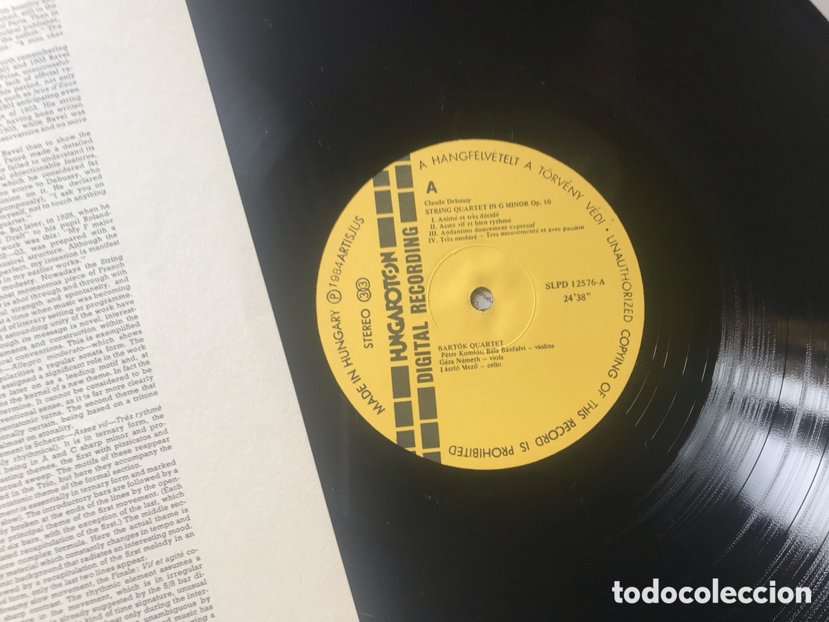 Discos de vinilo: Debussy Ravel. String Quartets. Bart&oacute;k Quartet. Hungaroton - Foto 5