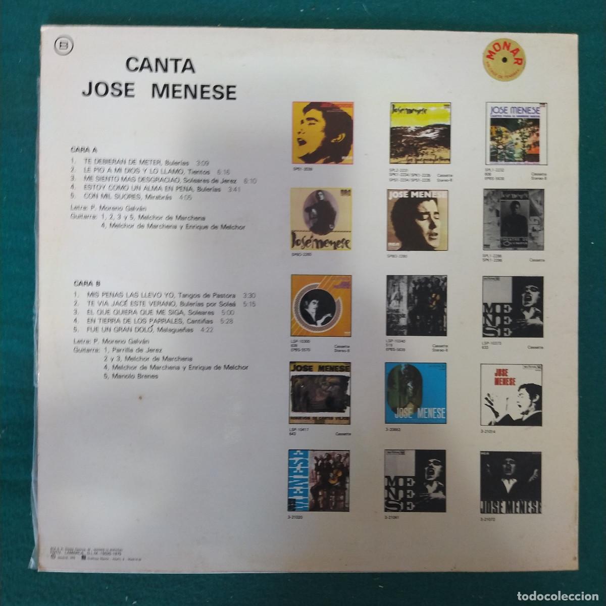 Discos de vinilo: Jos&eacute; Menese &ndash; Canta Jos&eacute; Menese - Foto 2