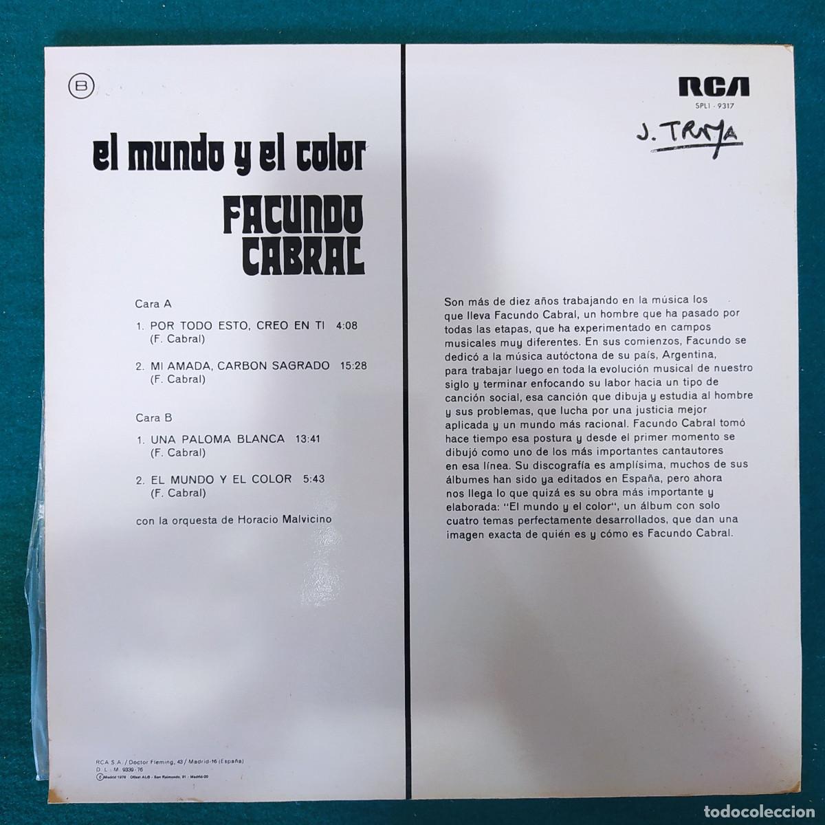 Discos de vinilo: Facundo Cabral &ndash; El Mundo Y El Color - Foto 2
