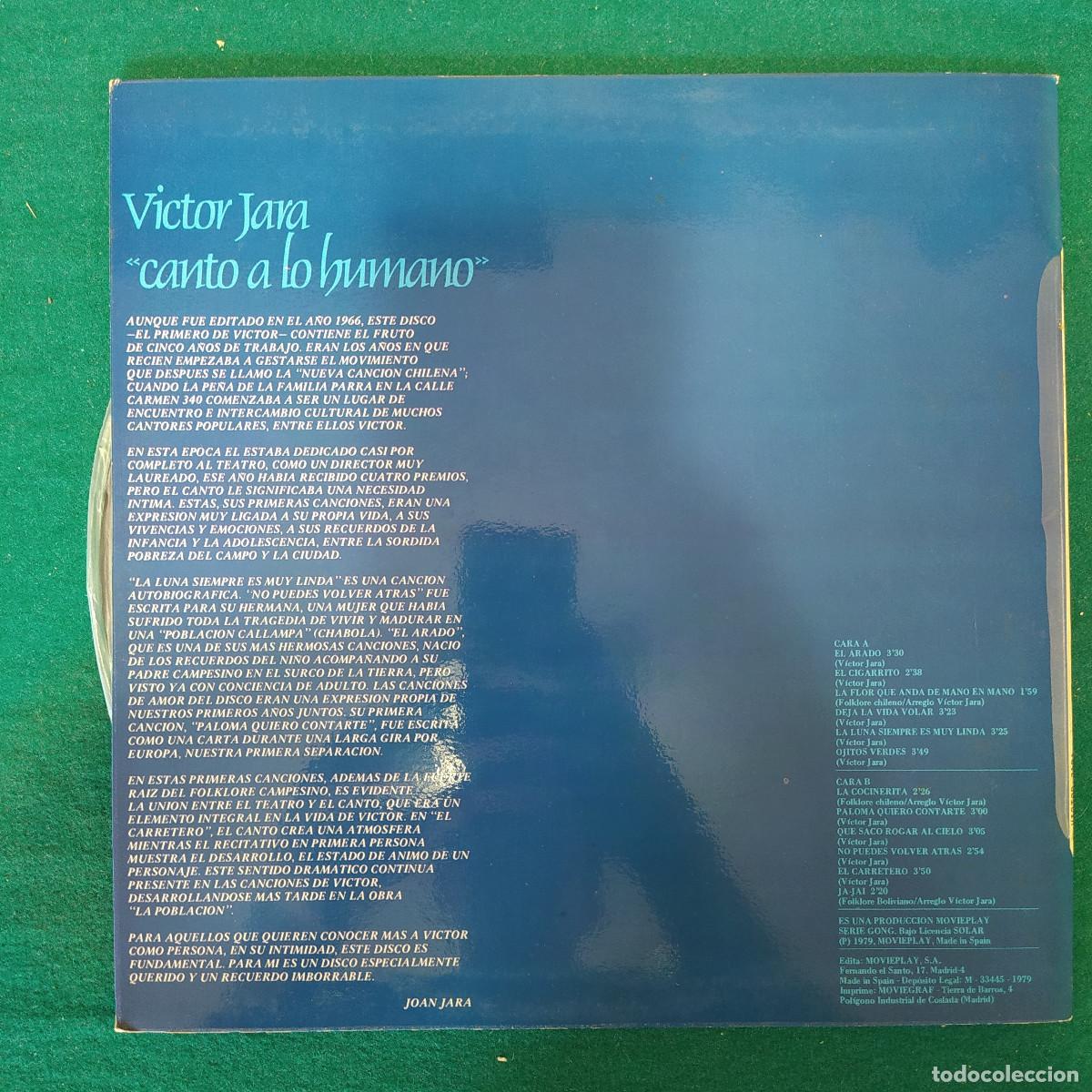 Discos de vinilo: Victor Jara &ndash; Canto A Lo Humano - Foto 2