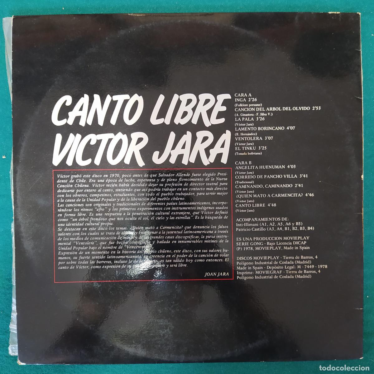 Discos de vinilo: Victor Jara &ndash; Canto Libre - Foto 2