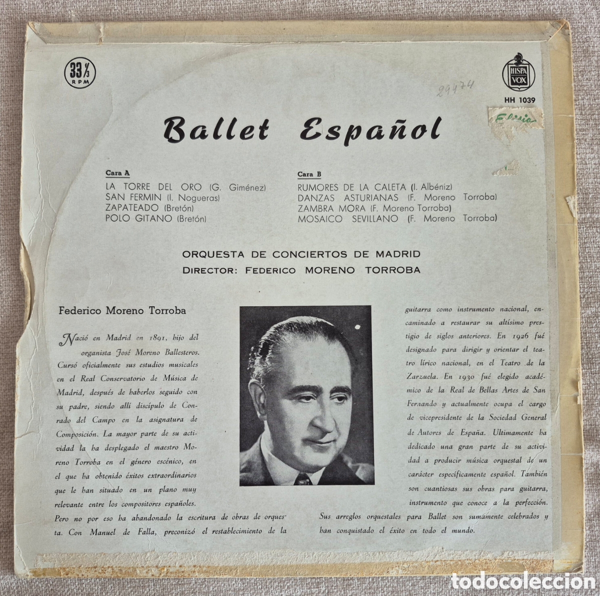 Discos de vinilo: Ballet espa&ntilde;ol F. Moreno Torroba - Foto 2