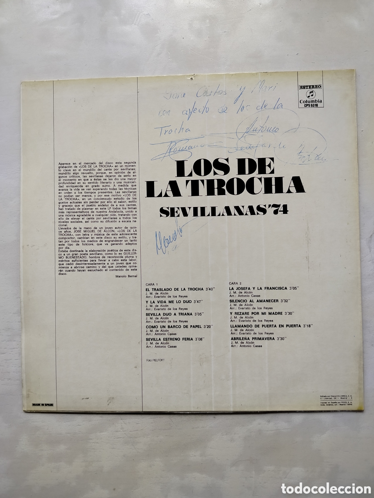 Discos de vinilo: LP Los de la Trocha. - Foto 2