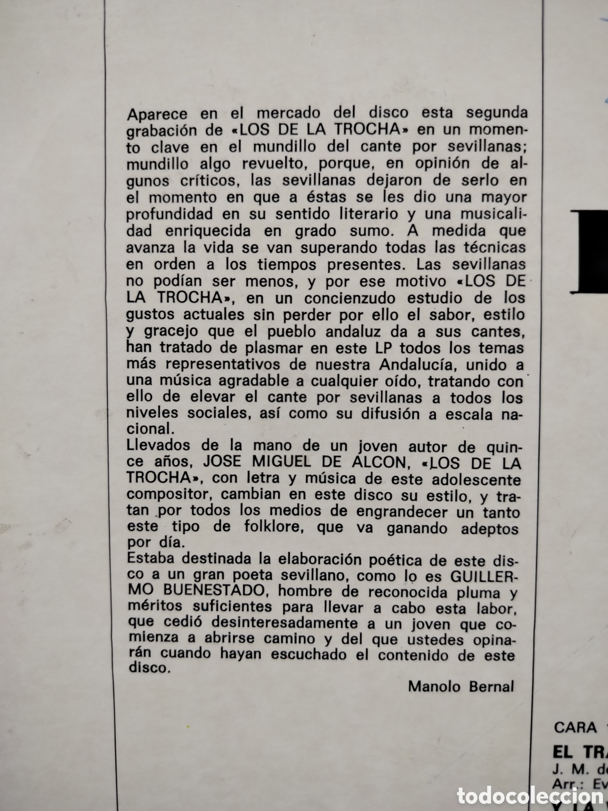 Discos de vinilo: LP Los de la Trocha. - Foto 4