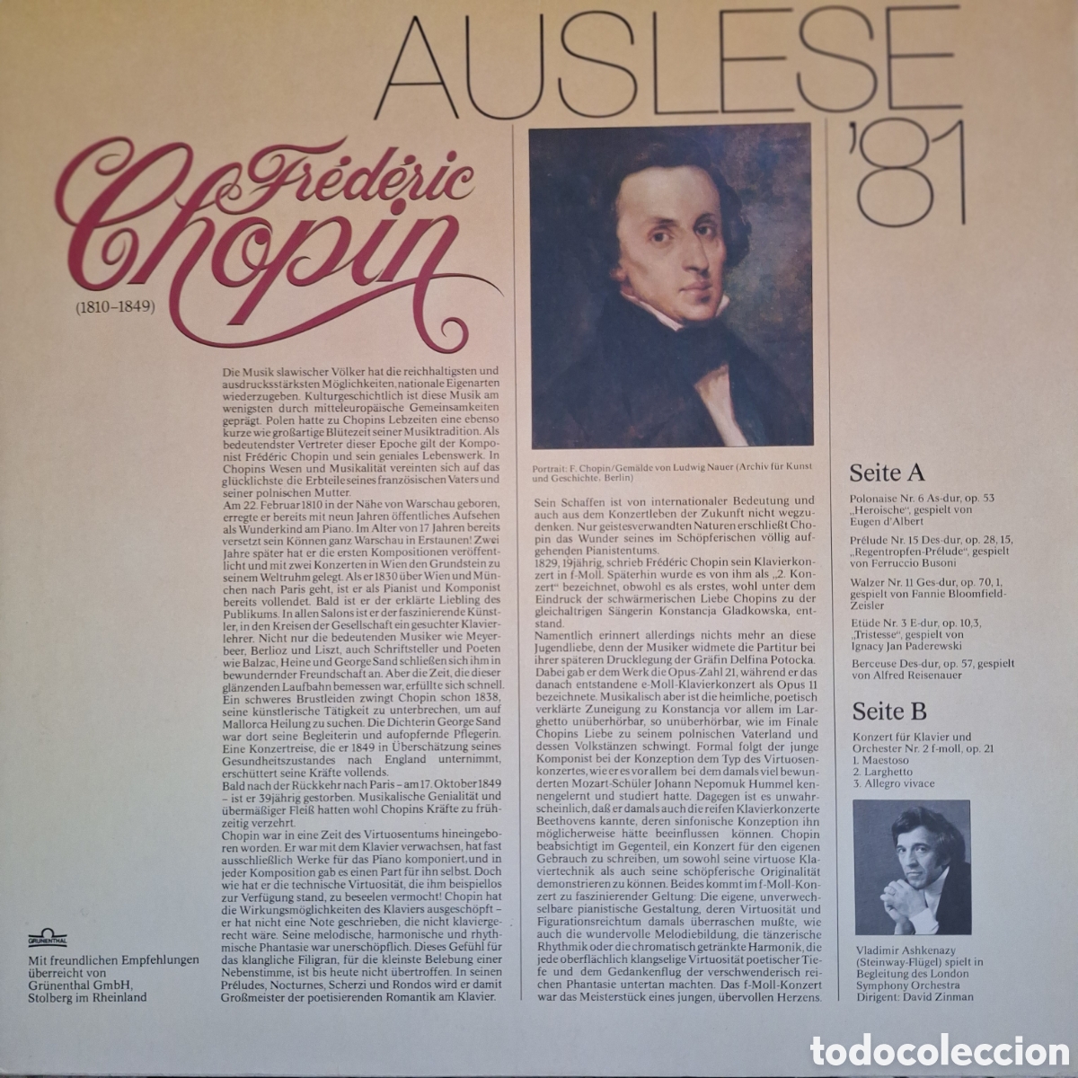 Discos de vinilo: Auslese 81. Frederic Chopin. - Foto 2