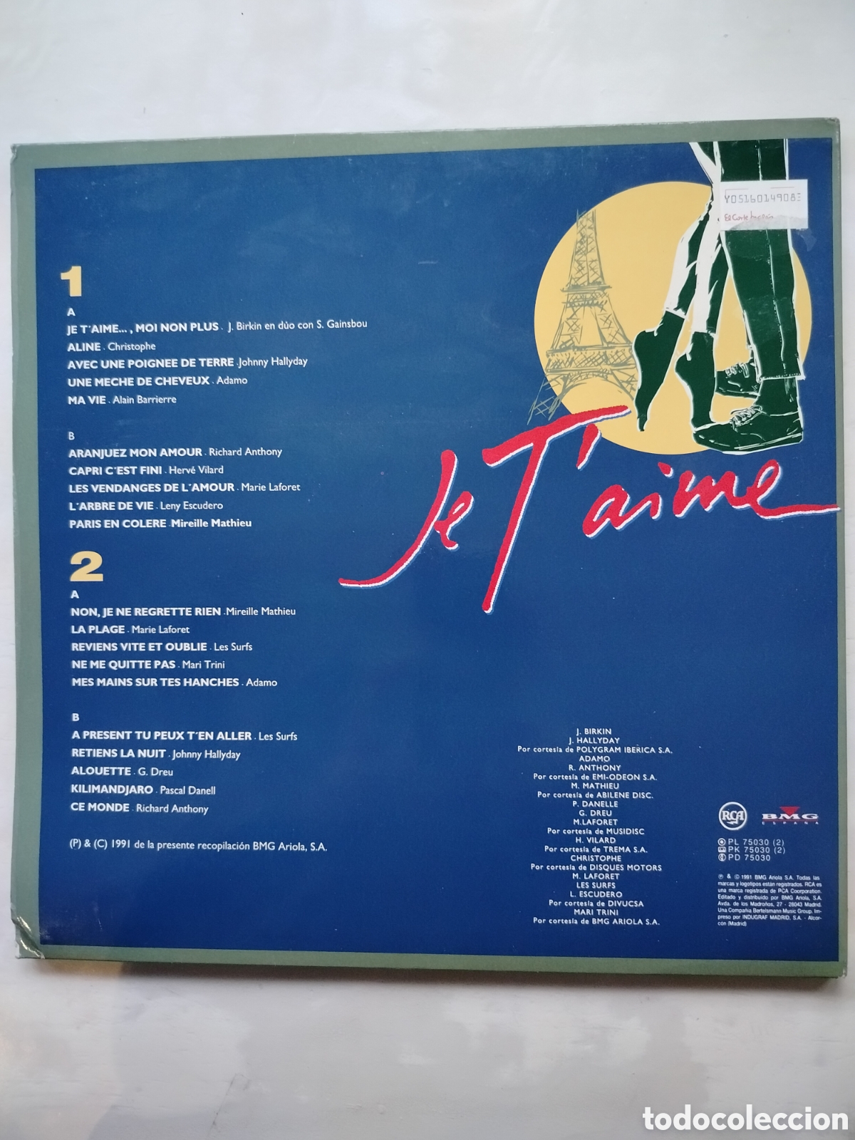 Discos de vinilo: Je Taime 2xLPs 1991 - Foto 2