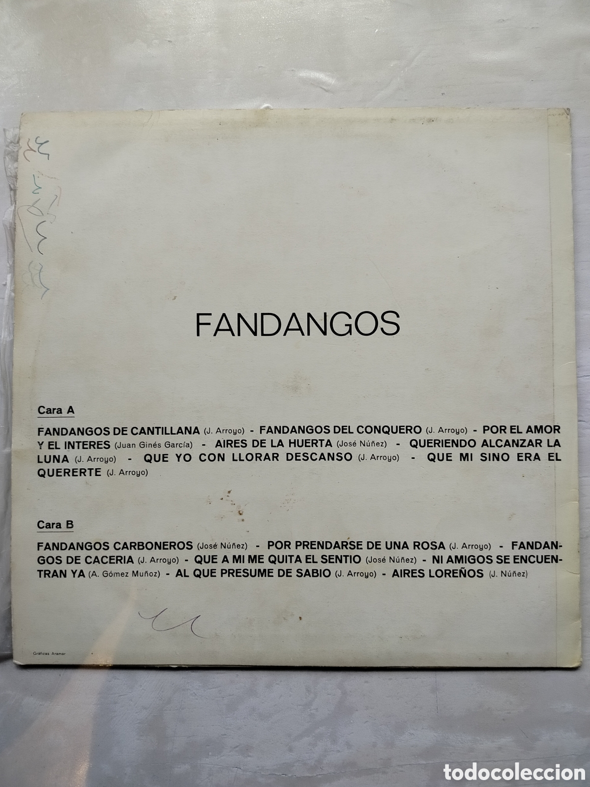 Discos de vinilo: LP El Lore&ntilde;o Fandangos - Foto 2