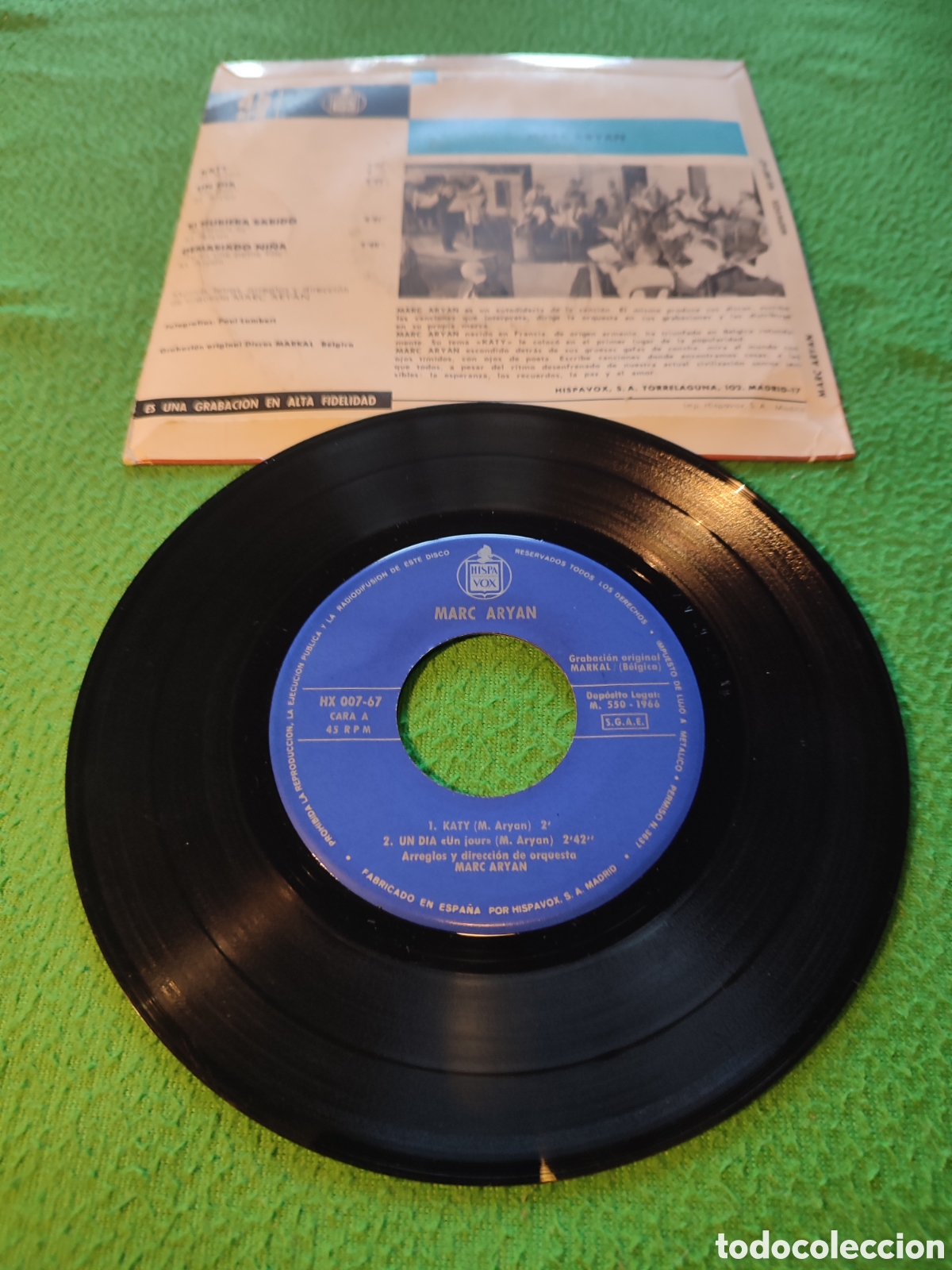 Discos de vinilo: Marc Aryan - Katy / Un d&iacute;a + 2 - Foto 2