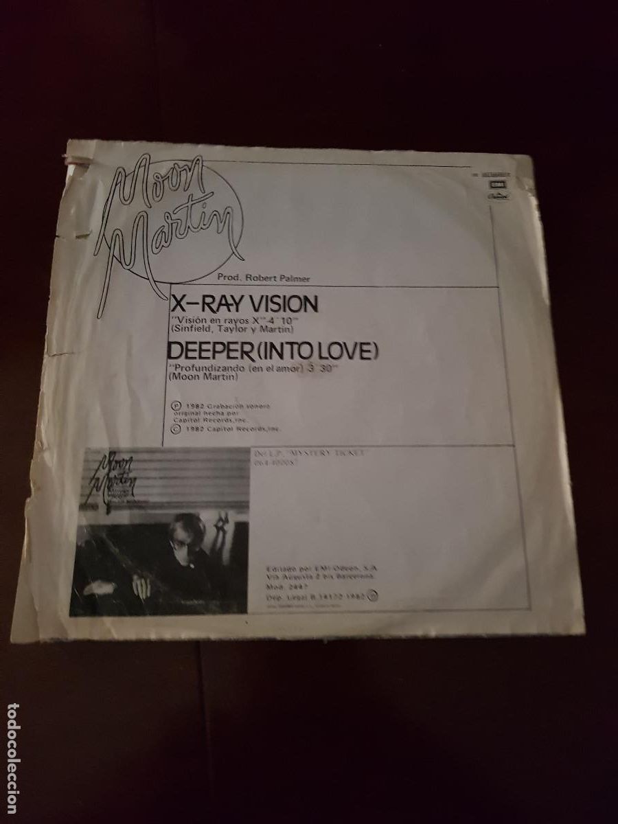 Discos de vinilo: MOON MARTIN-VISION EN RAYOS X-X-RAY VISION-DEPER - Foto 2