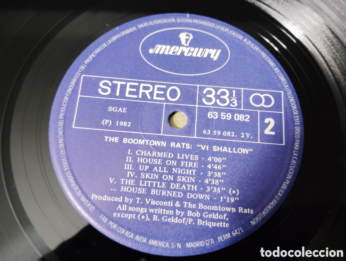 Discos de vinilo: THE BOOMTOWN RATS - V DEEP , 1982 - Foto 3
