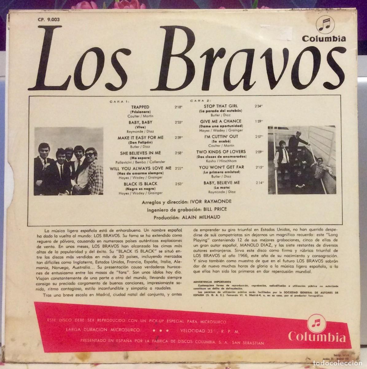 Discos de vinilo: LOS BRAVOS // 1966 Espa&ntilde;a ( vg+) - Foto 3