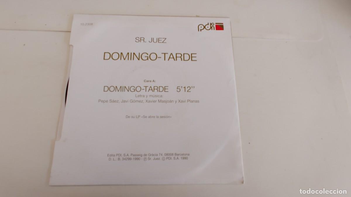 Discos de vinilo: SR. JUEZ-SINGLE DOMINGO TARDE-PROMO UNA CARA - Foto 2