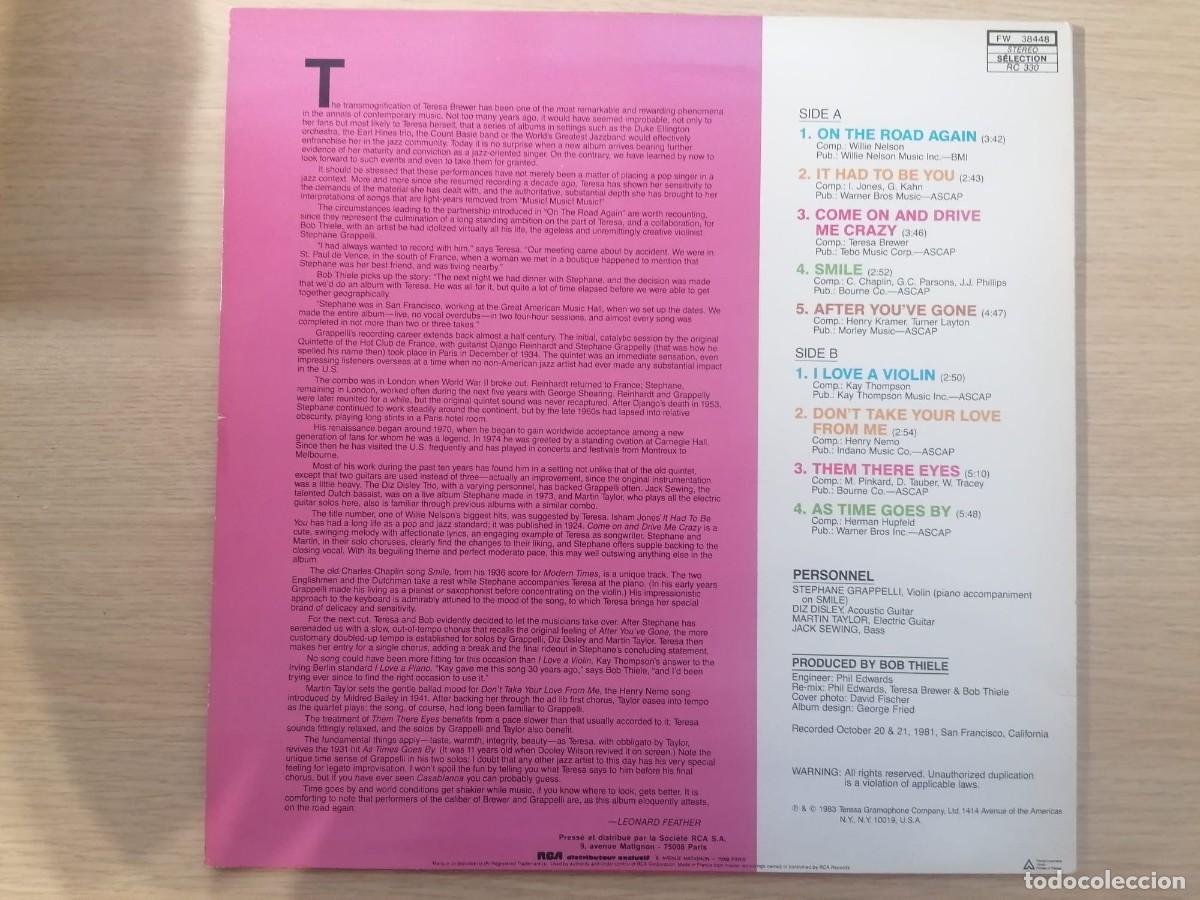 Discos de vinilo: LP Teresa Brewer, Stephane Grappelli &ndash; On The Road Again - Foto 2